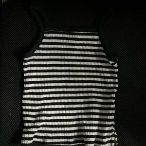 Striped Black and White Tight Cropped Tank